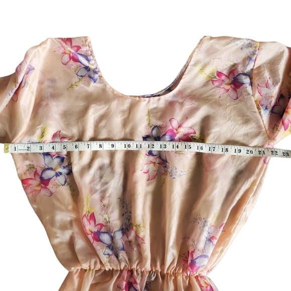 Vintage 70s Handmade Semi Sheer Floral Bluson Mumu Caftan Housedress - Picture 7 of 8